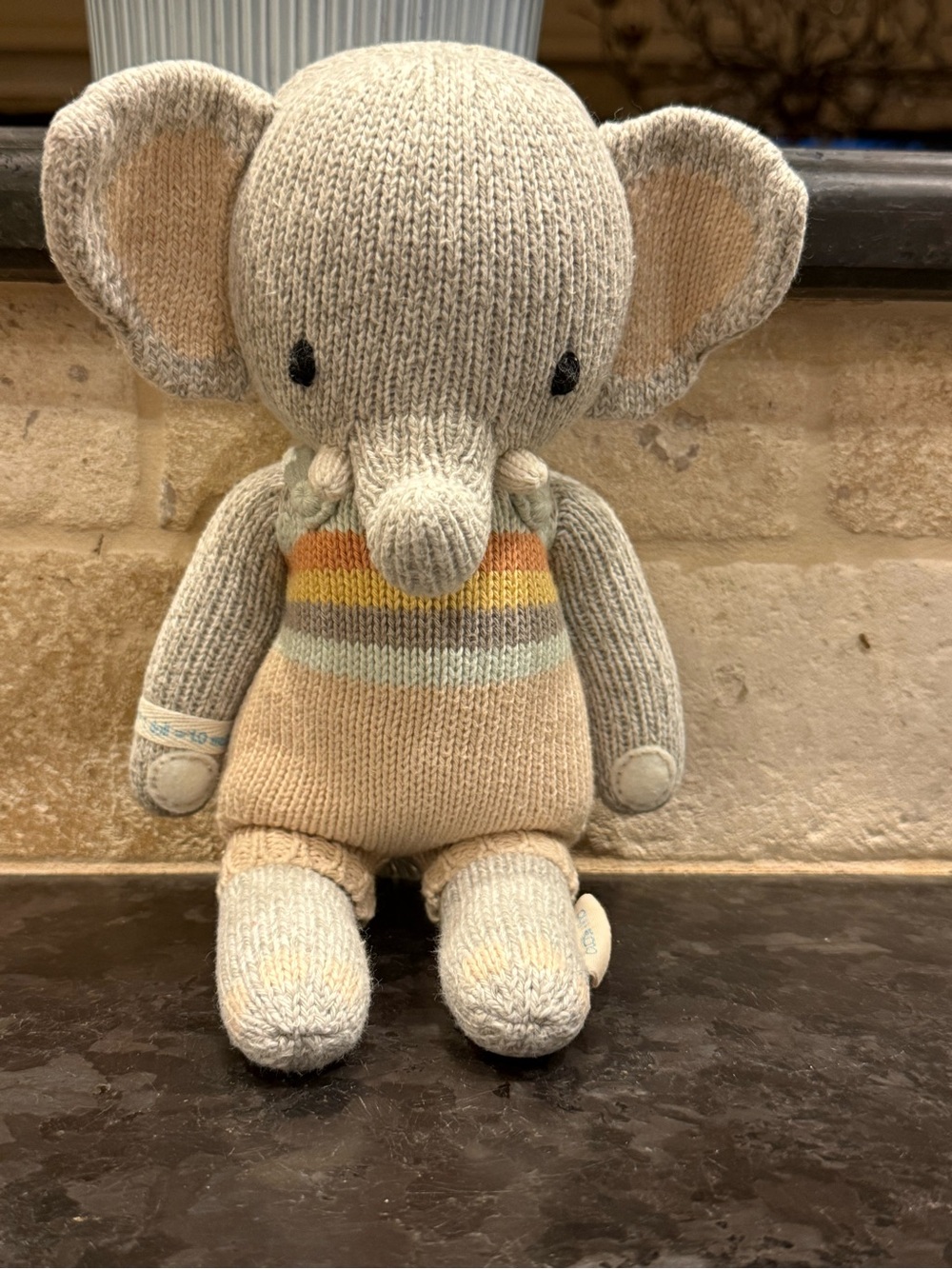 Cuddle + Kind Evan the Elephant 13” Knit Plush Doll Handmade in Peru EUC